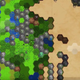 The hex-based overworld map, where you explore with your band of brave/doomed adventurers.